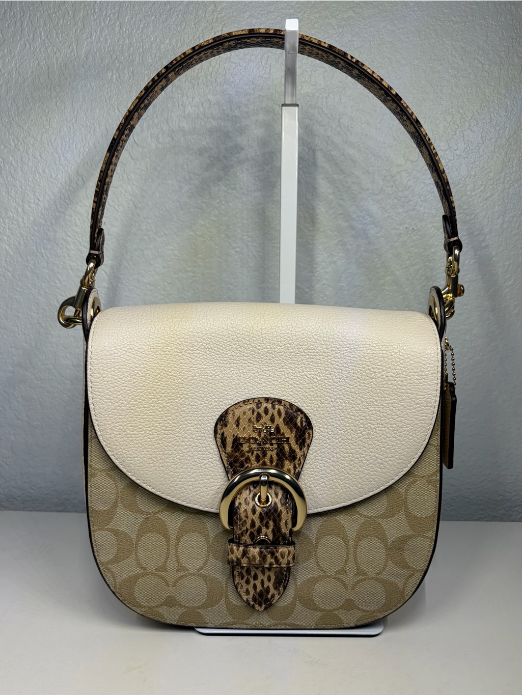 Coach Kleo Shoulder/ Crossbody Bag 23 In Blocked Signature Canvas